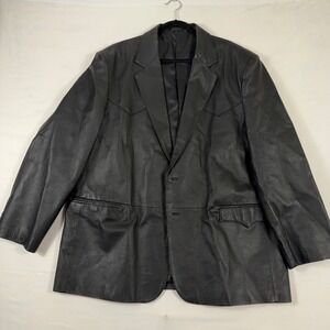 Circle S Mens Black Leather Western Blazer Sport Coat Size 54L